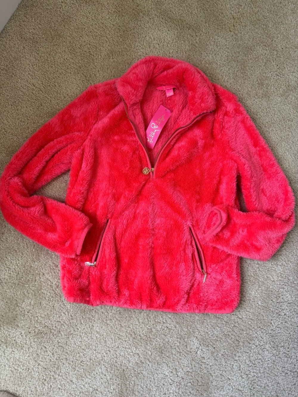 Lilly Pulitzer Skipper Sherpa Popover Ruby Red XXS NWT